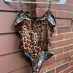 Cheetah print velvet body suit